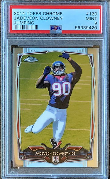 2014 JADEVEON CLOWNEY Topps Chrome Jumping PSA 9 Mint Rookie RC #120
