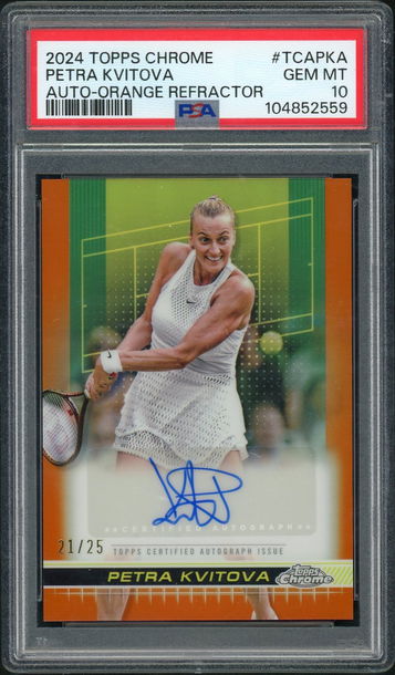 2024 Topps Chrome Orange Refractor Petra Kvitova #TCA-PKA Auto /25 PSA 10