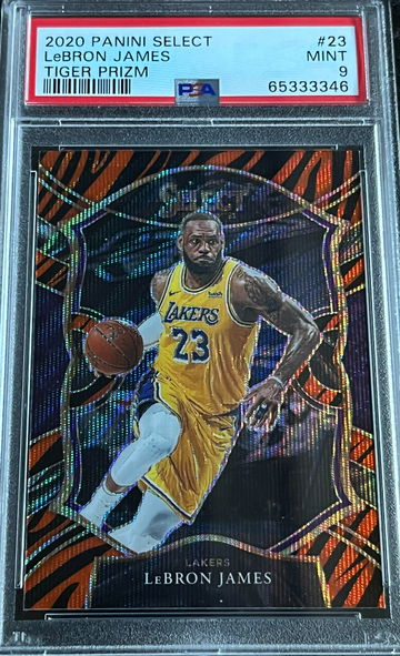 2020 Panini Select Tiger Prizm #23 LeBron James PSA 9 MINT
