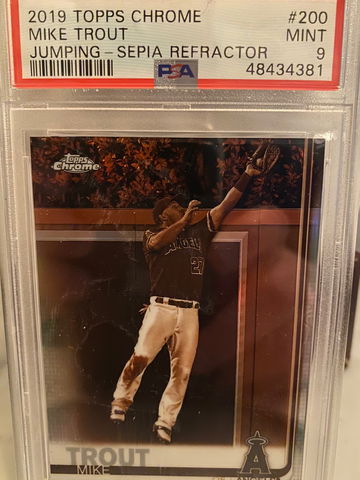 Mike Trout psa 9 topps chrome sepia refractor 2019