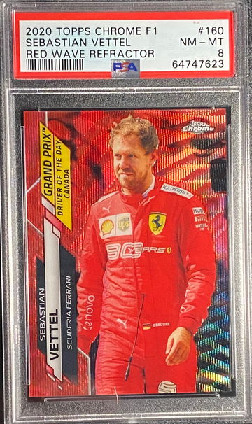 2020 Topps Chrome Sebastian Vettel Red Wave Refractor /5 #160 Formula 1 F1 PSA 8