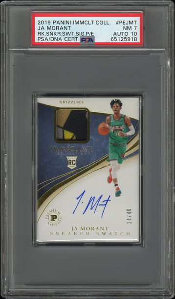 Ja Morant 2019 Immaculate Rookie Sneaker Swatch Patch Auto #/40 PSA 7/10 AUTOGRAPH GRIZZLIES 