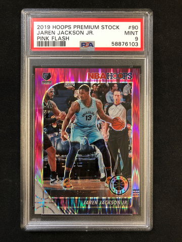 2019 Panini Hoops Premium Stock - Jaren Jackson - Pink Flash Prizm /25 PSA 9