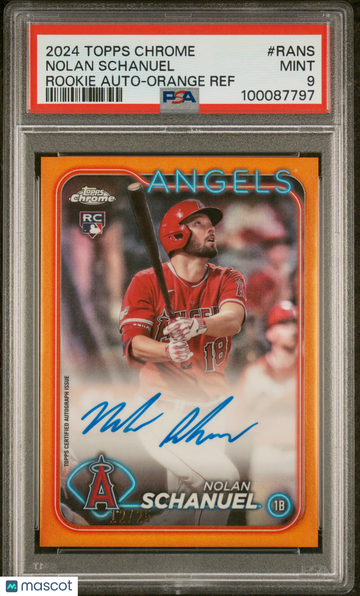 2024 Topps Chrome Rookie Autographs Nolan Schanuel #RANS Orange Ref /25 PSA 9
