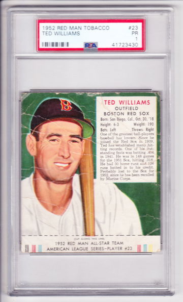 1952 red man tobacco ted williams psa 1