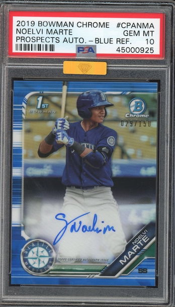 2019 bowman chrome Noelvi Marte Blue Ref. PSA 10