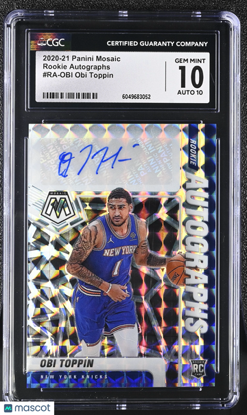 2020-21 Panini Mosaic Obi Toppin #RA-OBI Rookie Autographs CGC 10