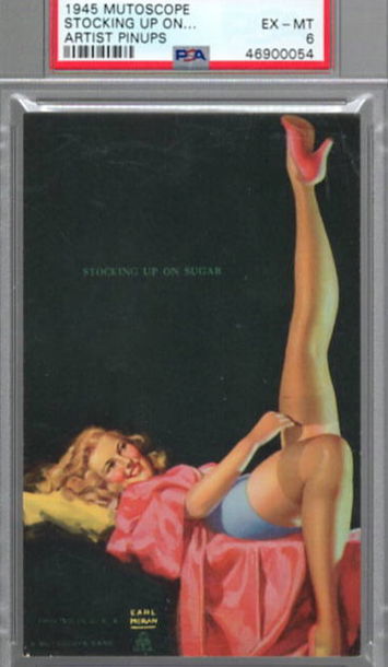 1945 Mutoscope Artist'Pin-Ups Stocking Up On....PSA EX-MT 6