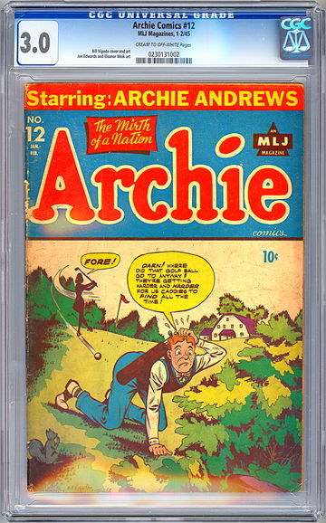 ARCHIE COMICS #12 CGC 3.0 RARE GOLDEN AGE CLASSIC BILL VIGODA COVER & ART 1945
