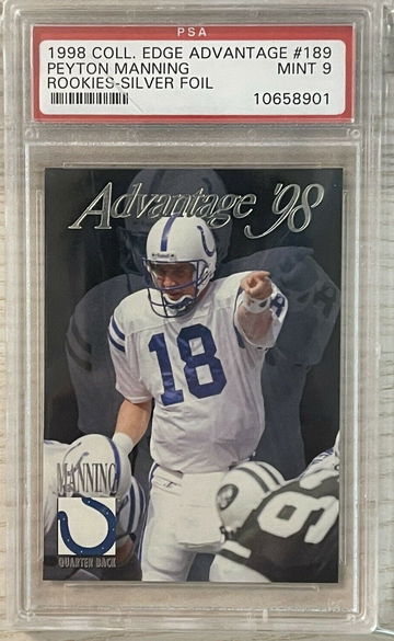 1998 Collector's Edge Advantage Silver Foil Peyton Manning ROOKIE RC #189 PSA 9