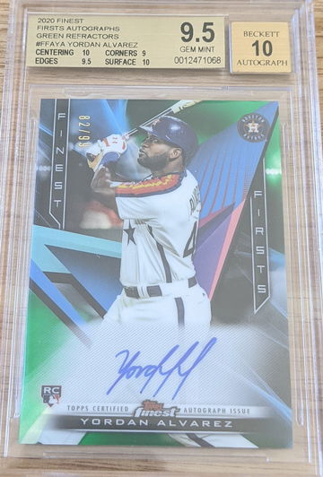 2020 Topps Finest Firsts Rookie Autograph Yordan Alvarez FFAYA BGS 9.5