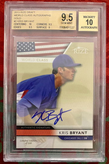2013 Leaf Rize Gold Kris Bryant RC Autograph 9.5/10!  Awesome Card 