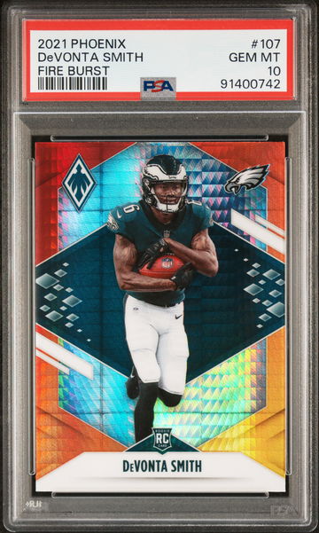 2021 Panini Phoenix Fire Burst Devonta Smith #107 PSA 10