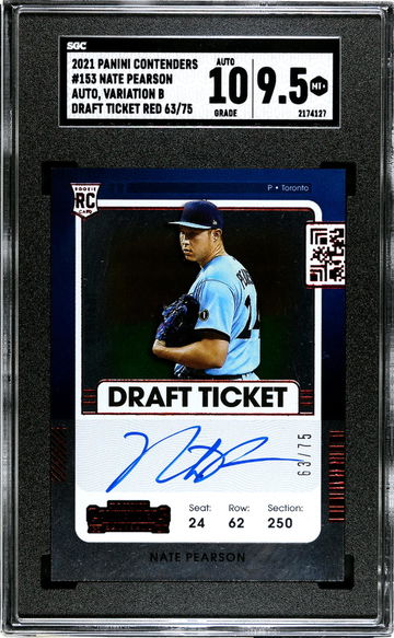 2021 Panini Contenders Draft Ticket Red Nate Pearson #153 RC Auto /75 SGC 9.5 Auto 10