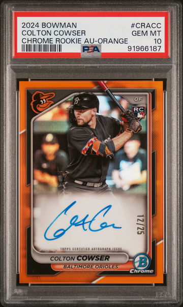 2024 Bowman Chrome Orange Colton Cowser #CRA-CC RC Auto /25 PSA 10
