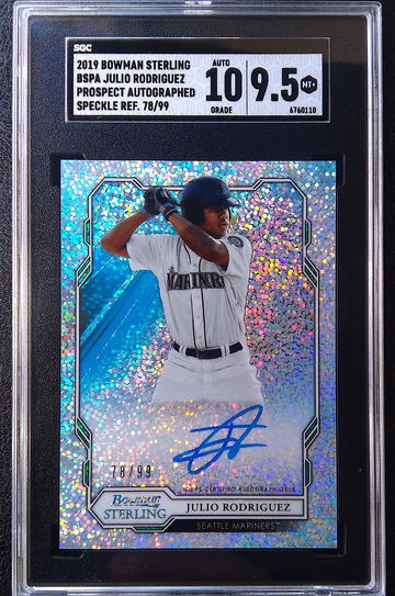 JULIO RODRIGUEZ 2019 BOWMAN STERLING PROSPECT SPECKLE REFRACTOR AUTO /99 SGC 9.5 /10