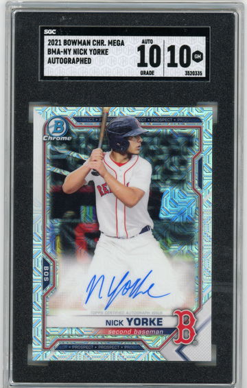 2021 Bowman Chrome Mega Box Nick Yorke Auto SGC 10 / 10 Autograph BMA-NY Boston Red Sox