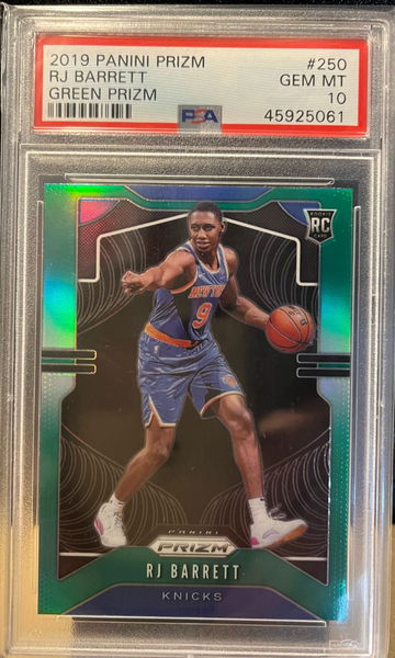 RJ Barrett 2019 Panini Prizm Green Prizm RC PSA 10