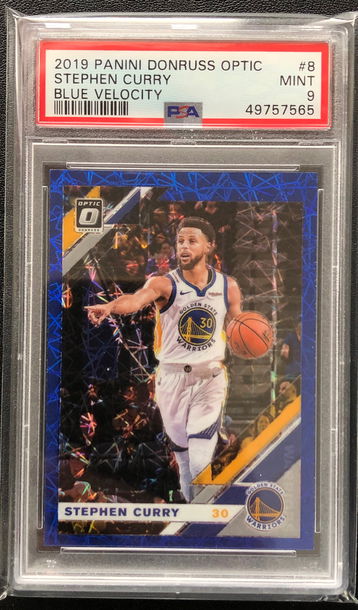 2019 Donruss Optic Blue Velocity #8 Stephen Curry PSA 9