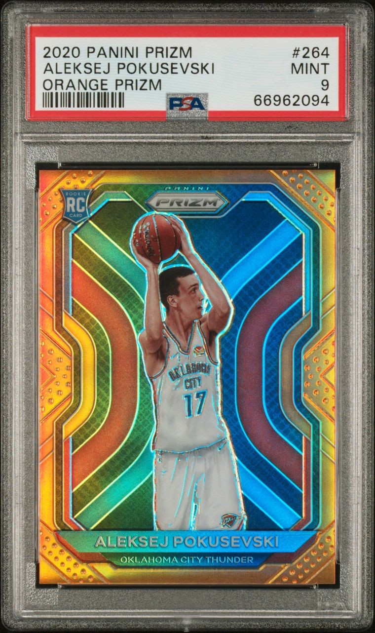 2020 Panini Prizm Aleksej Pokusevski Orange Prizm #/49 - PSA 9