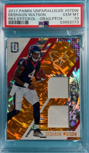2017 Panini Unparalleled #Stdw Deshaun Watson RC Rookie Orange /49 PSA 10 Pop 2