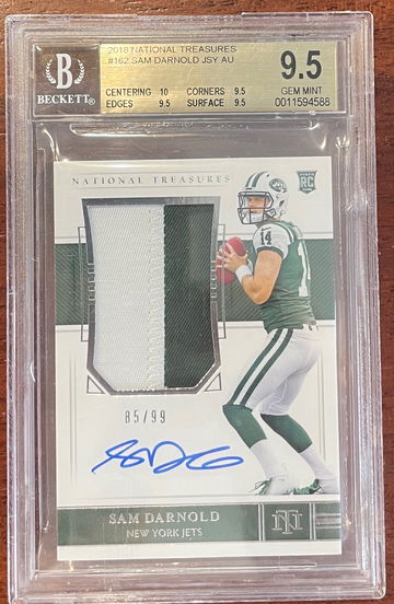2018 National Treasures Sam Darnold Bgs 9.5 10 Auto # /99 Rc RPA #162 49ers