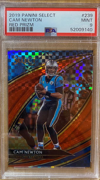 2019 Panini Select Cam Newton Red Prizm PSA 9 Mint