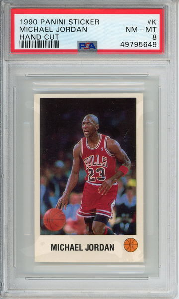 1990-91 Panini Stickers #K Michael Jordan Bulls HOF PSA 8