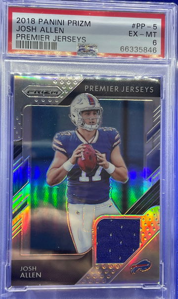2018 Josh Allen Panini Prizm Rookie Premier Jerseys Rookie PSA 6 EX-MT Bills SP