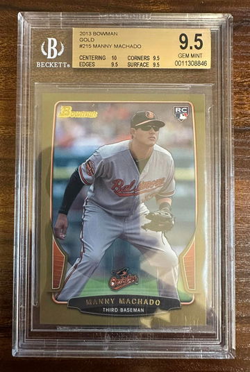 2013 Bowman Gold #215 Manny Machado RC BGS 10/9.5X3!