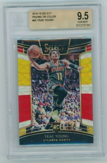 Trae Young RC 2018-19 Panini Select #45 Tri Color Prizm Rookie BGS 9.5