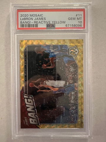 2020 Mosaic LeBron James Bang! Reactive Yellow 66/99 PSA 10