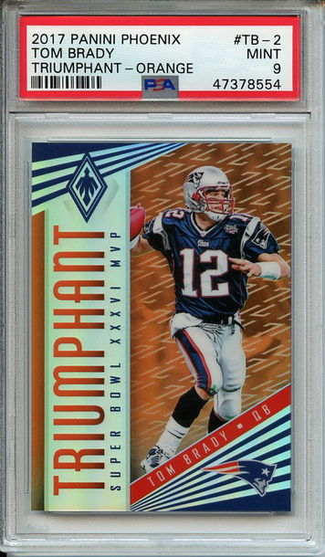 Tom Brady 2017 Panini Phoenix Triumphant #TB-2 Orange (#24/49) PSA 9 Mint! 8554