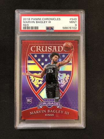 2018 Panini Chronicles - Marvin Bagley - Rookie Crusade Red Prizm /149 PSA 9