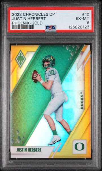 2022 Panini Chronicles Draft Picks Phoenix Gold Justin Herbert #10 /10 PSA 6