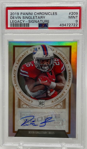 2019 Panini Chronicles Devin Singletary /99 RC Legacy Signatures PSA Mint 9