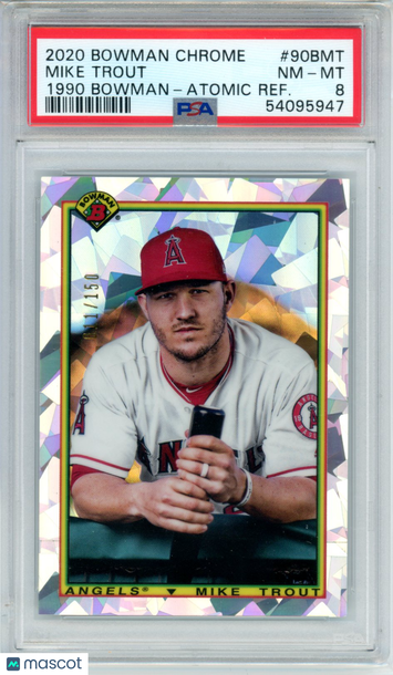 2020 Bowman Chrome 1990 Bowman Mike Trout #90BMT 1990 Bowman Atomic Refractor PSA 8