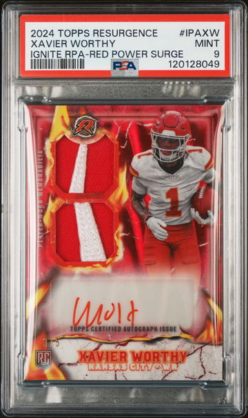 2024 Topps Resurgence #IPA-XW Xavier Worthy Ignite RPA-Red Power Surge /75 PSA 9