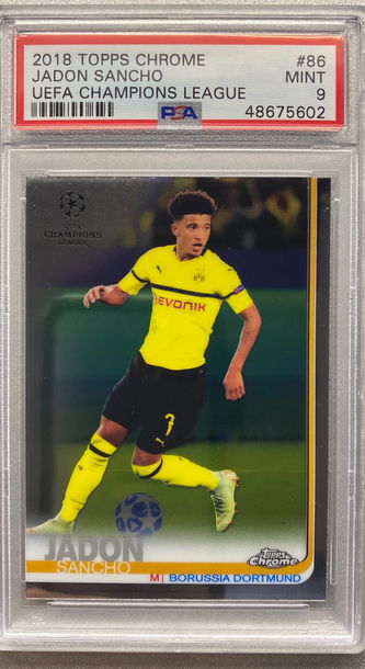 JADON SANCHO 2018 TOPPS CHROME ROOKIE PSA 9 MINT