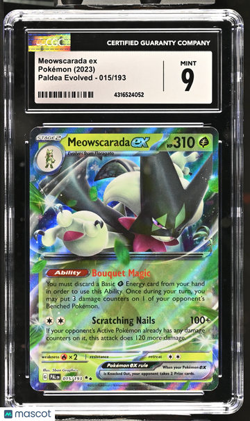 2023 Pokémon Paldea Evolved Meowscarada ex Holo CGC 9 #015/193