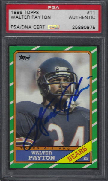 1986 Topps #11 WALTER PAYTON HOF RB AUTO Blue Ink PSA DNA Authentic Chicago Bears