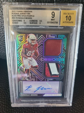 2021 Panini Obsidian Rookie Jersey Ink Elec Etch Purple Auto  /40 Rondale Moore  BGS 9/10