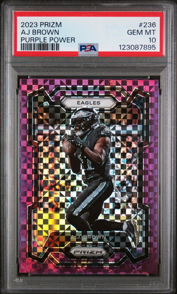2023 Panini Prizm Purple Power Prizm Aj Brown #236 /49 PSA 10