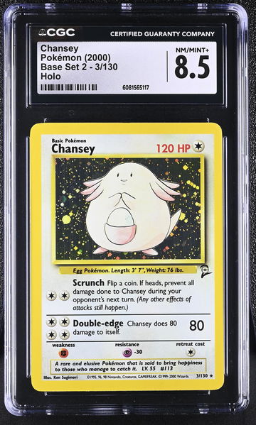 2000 Pokémon Base Set 2 Chansey #3/130 Holo CGC 8.5