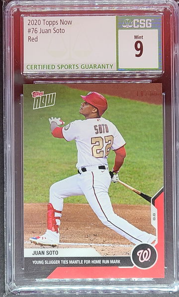 2020 Topps Now #76 Juan Soto Red 10/10 CSG Mint 9