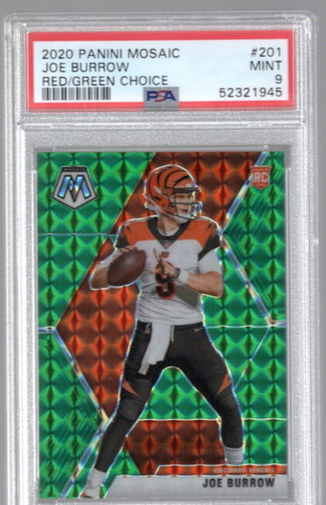 2020 Panini Mosaic Joe Burrow Green Prizms PSA 9 RC