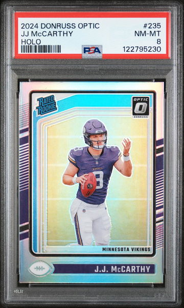 2024 Donruss Optic Rated Rookie Holo JJ Mccarthy #235 PSA 8