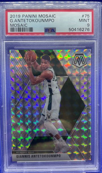 2019-20 Panini Mosaic GIANNIS ANTETOKOUNMPO Mosaic Prizm Parallel SP Mint PSA 9