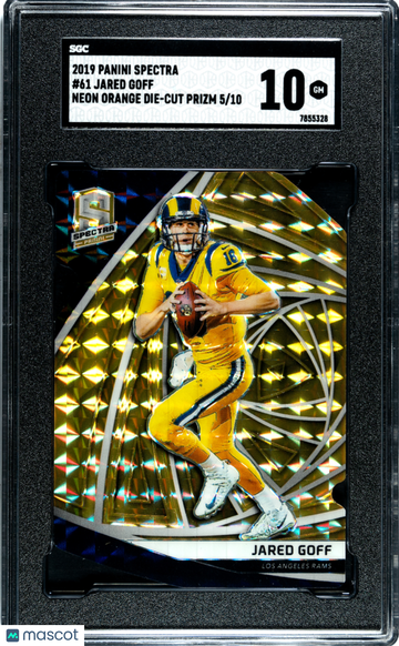 2019 Panini Spectra Jared Goff #61 Neon Orange Die Cut Prizm SGC 10