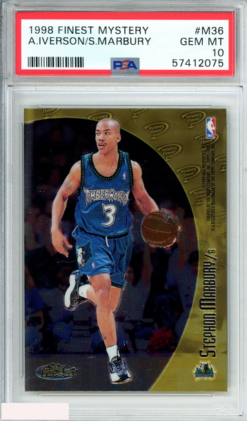 1998 FINEST MYSTERY ALLEN IVERSON STEPHEN MARBURY #M36  POP 1! PSA 10 GEM MT